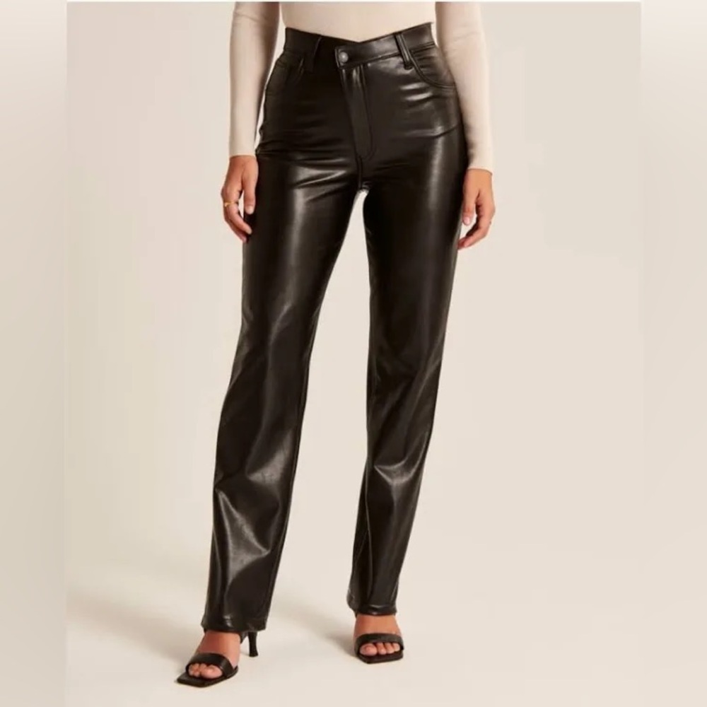 Abercrombie & Fitch leather 90’s straight pant criss cross